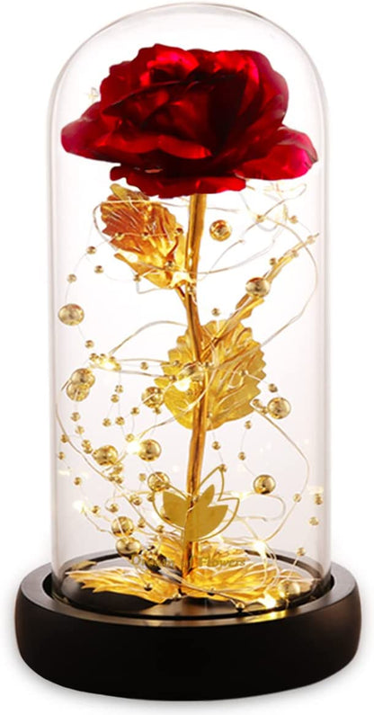 Eternal Rose in Glass Dome - Preserved Flower Gift for Mother's Day, Birthdays, and Valentine's Day for Moms and Wives