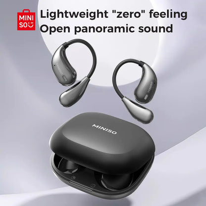 MINISO X33 Wireless Earbuds Open Ear Earbuds Bluetooth 5.4, IPX5 Waterproof,35Hrs Playtime,On Ear Headphones Immersive Premium Sound Long Distance Connection Headset with Charging Case,Light-Weight Headphones Built-In Microphone