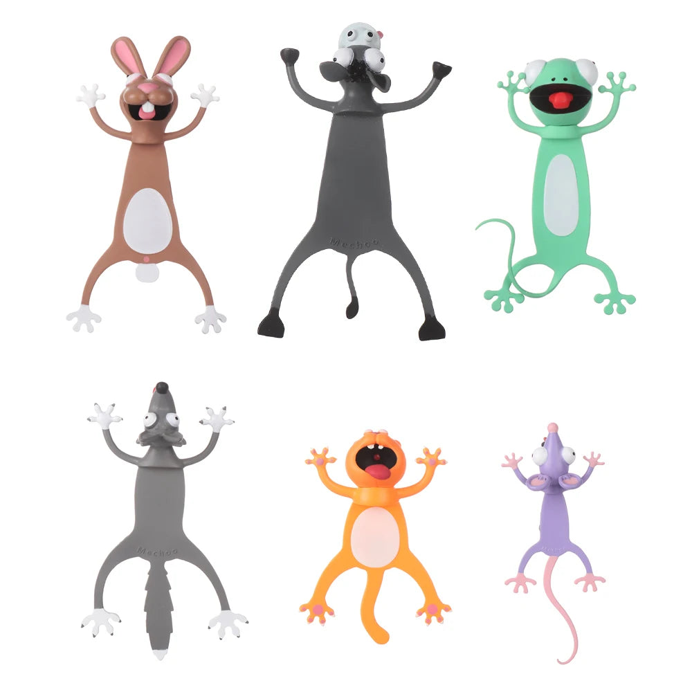 3D Stereo Cartoon Animal Bookmarks - Ocean Series Featuring Seal, Octopus, Cat, Panda, and Shiba Inu Designs