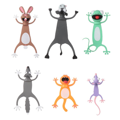 3D Stereo Cartoon Animal Bookmarks - Ocean Series Featuring Seal, Octopus, Cat, Panda, and Shiba Inu Designs
