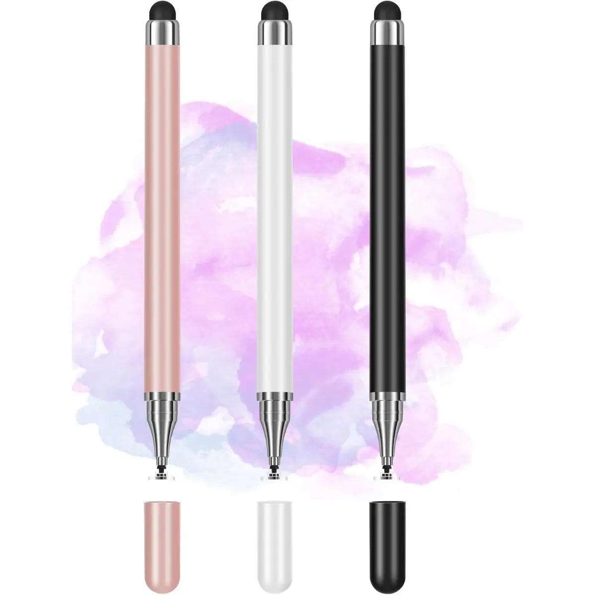3-Pack Precision Disc Tip Stylus Pens for All Touchscreens - 2-in-1 Universal Stylus Compatible with Android and iOS Devices, Ideal for Writing, Drawing, and Note-Taking