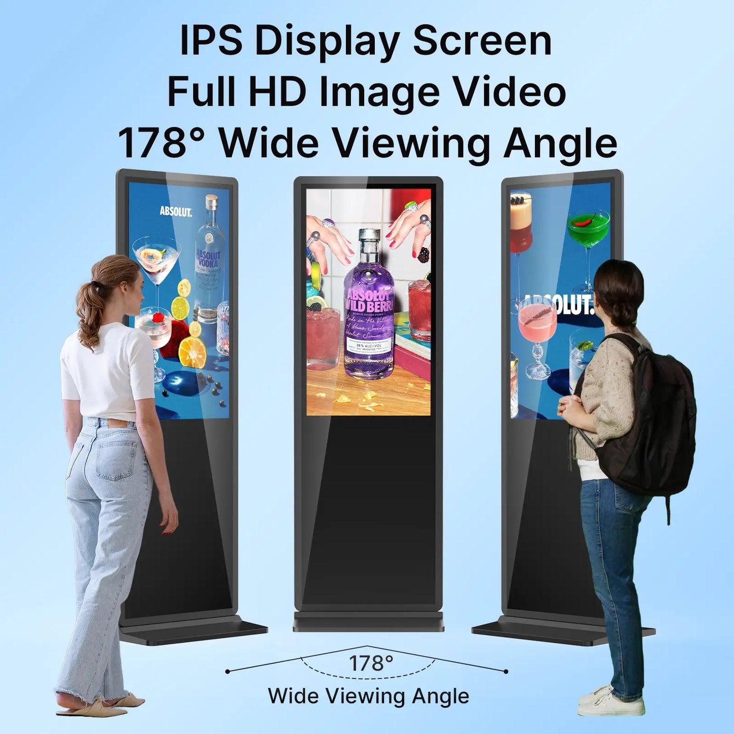 MWE 43 Inch LCD Digital Signage Advertising Display Kiosk LCD Screen Indoor Floor Standing Commercial Totem Android System Vertical Monitor