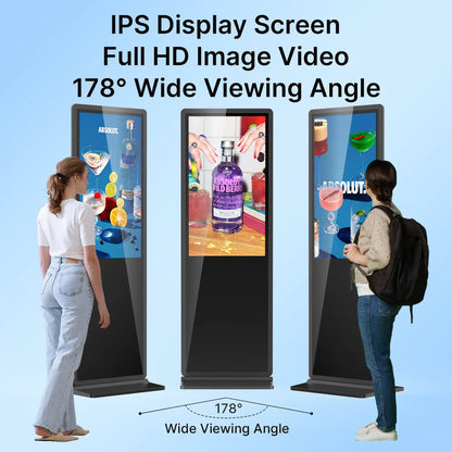 MWE 43 Inch LCD Digital Signage Advertising Display Kiosk LCD Screen Indoor Floor Standing Commercial Totem Android System Vertical Monitor