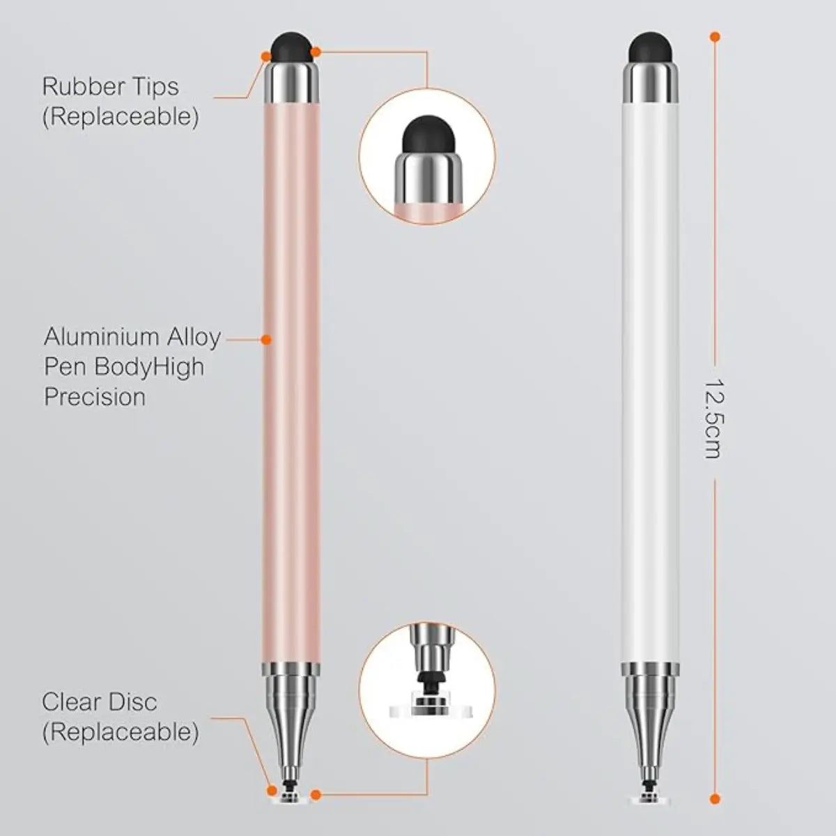 3-Pack Precision Disc Tip Stylus Pens for All Touchscreens - 2-in-1 Universal Stylus Compatible with Android and iOS Devices, Ideal for Writing, Drawing, and Note-Taking
