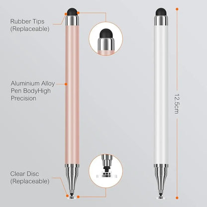 3-Pack Precision Disc Tip Stylus Pens for All Touchscreens - 2-in-1 Universal Stylus Compatible with Android and iOS Devices, Ideal for Writing, Drawing, and Note-Taking