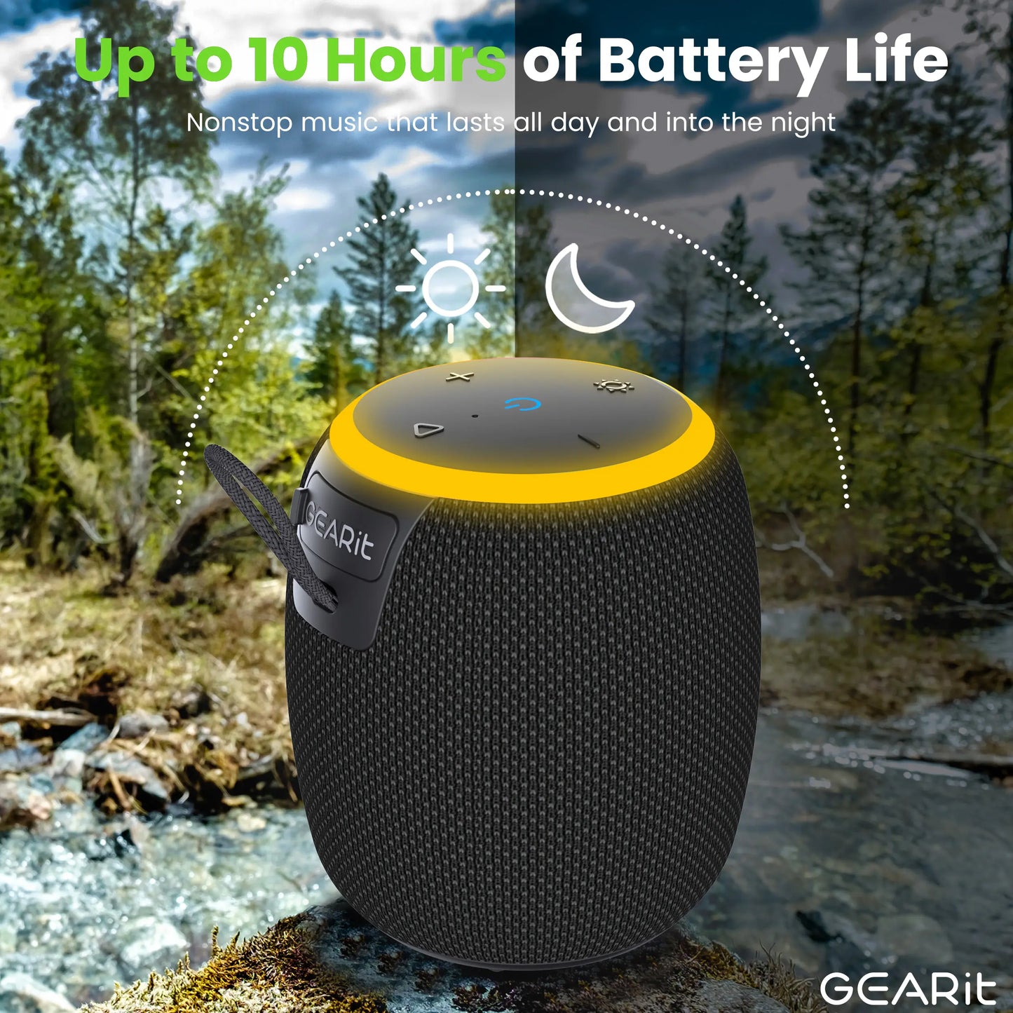 Gearit Portable Water-Resistant 15W Bluetooth Speaker with Crystal-Clear Sound & Bass IPX6 Rated Lanyard Included True Wireless Stereo Pairing up to 10 Hours Playtime