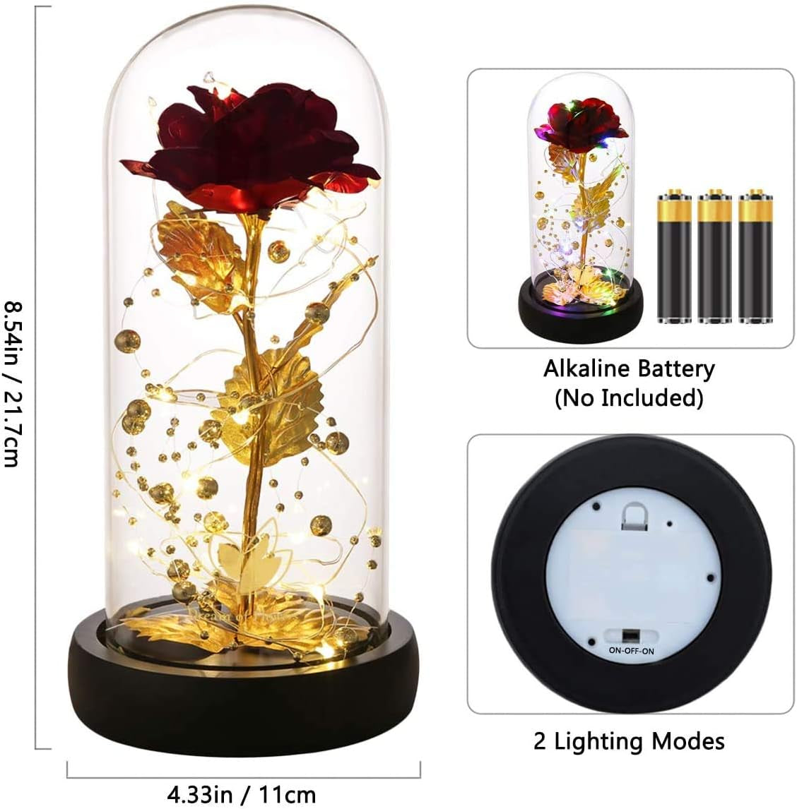 Eternal Rose in Glass Dome - Preserved Flower Gift for Mother's Day, Birthdays, and Valentine's Day for Moms and Wives