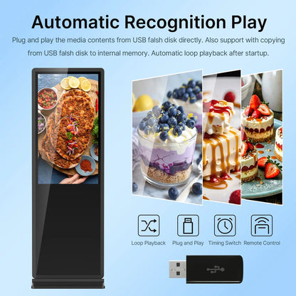 MWE 43 Inch LCD Digital Signage Advertising Display Kiosk LCD Screen Indoor Floor Standing Commercial Totem Android System Vertical Monitor