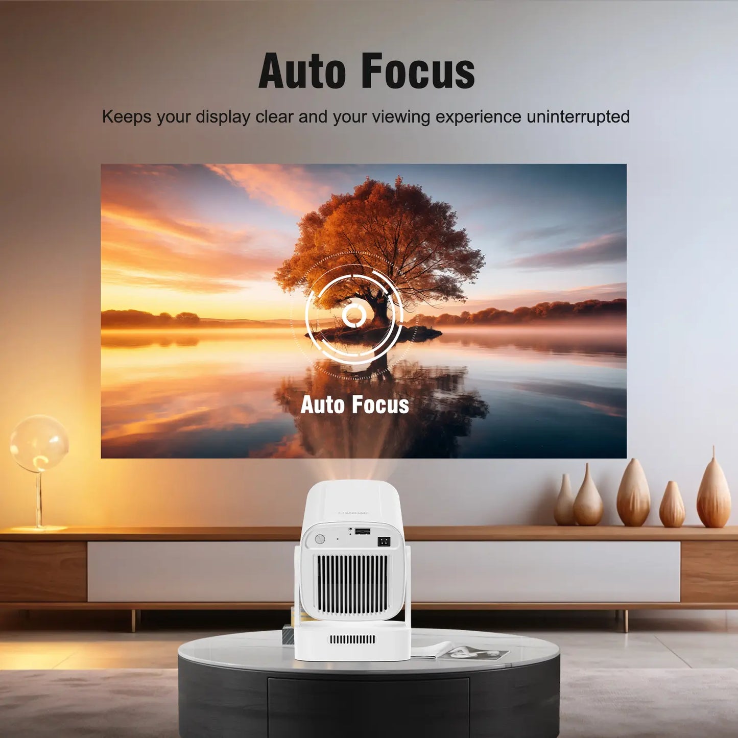MAGCUBIC HY310 Wi-Fi Smart Projector - 330 ANSI Lumens, Auto-Focus, Native 1080P, 130-Inch Screen, Wi-Fi 6, Bluetooth 5.4, Auto Keystone Correction for Home Cinema and Audio