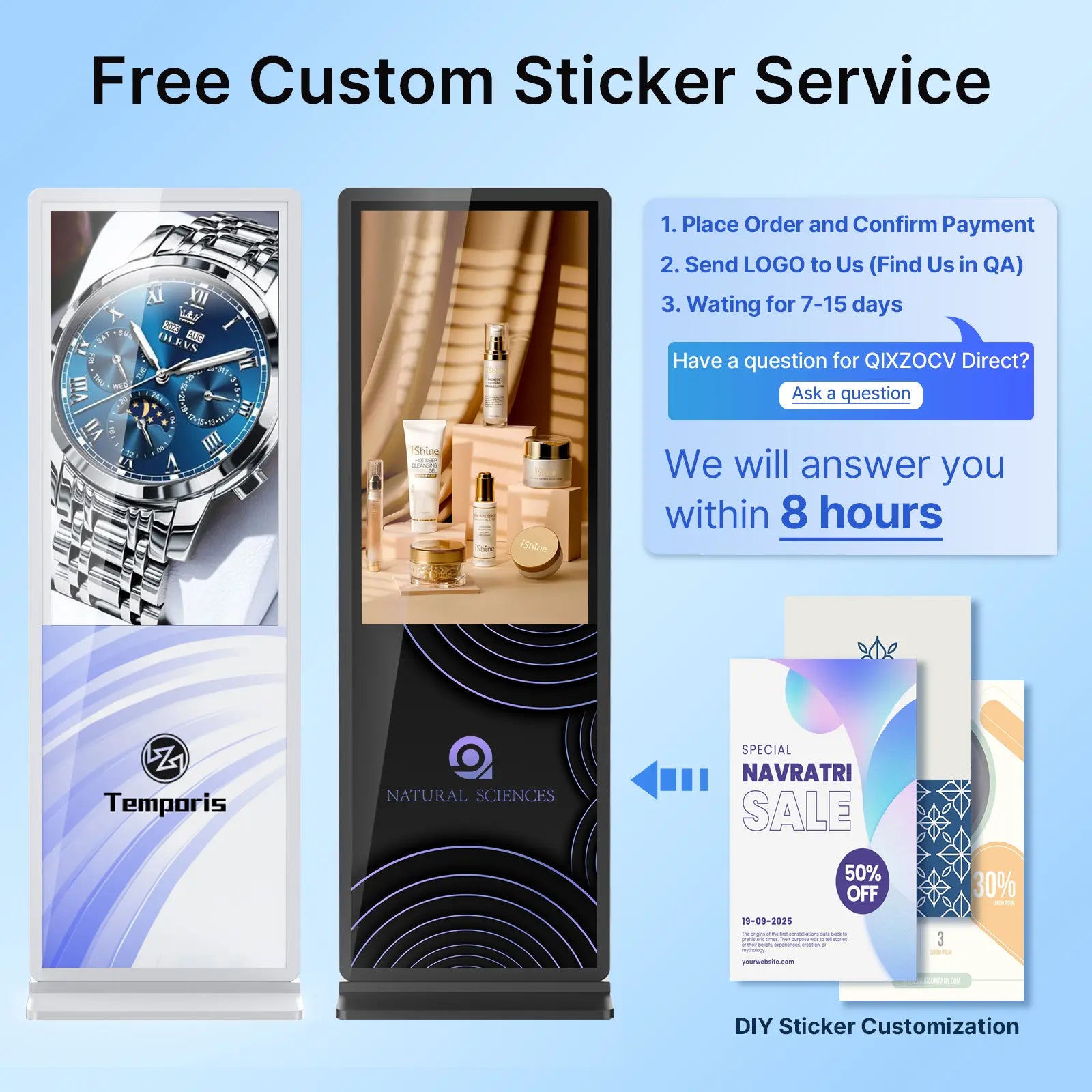 MWE 43 Inch LCD Digital Signage Advertising Display Kiosk LCD Screen Indoor Floor Standing Commercial Totem Android System Vertical Monitor