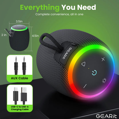 Gearit Portable Water-Resistant 15W Bluetooth Speaker with Crystal-Clear Sound & Bass IPX6 Rated Lanyard Included True Wireless Stereo Pairing up to 10 Hours Playtime