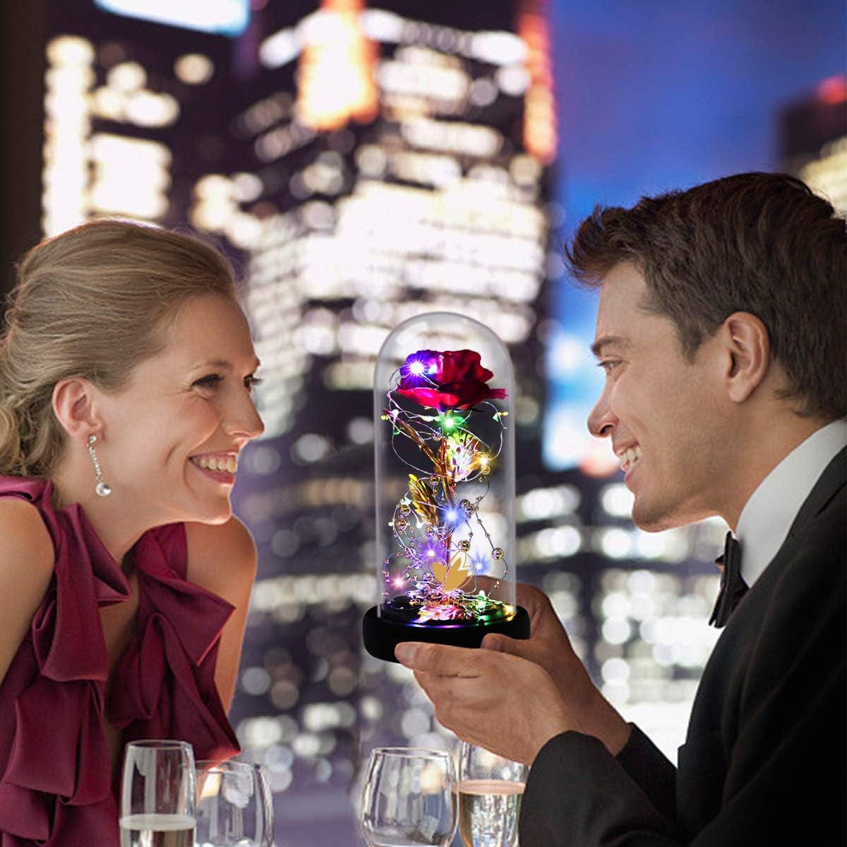 Eternal Rose in Glass Dome - Preserved Flower Gift for Mother's Day, Birthdays, and Valentine's Day for Moms and Wives