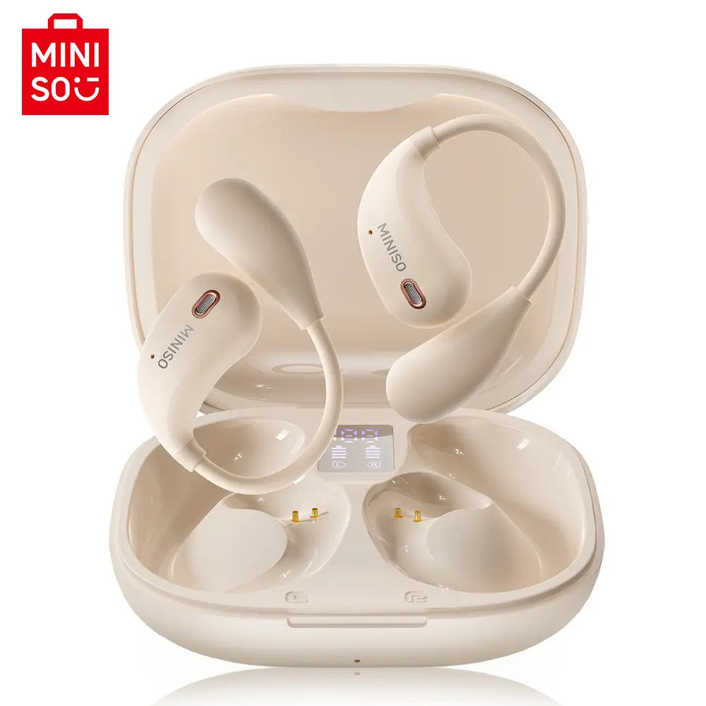 MINISO X33 Wireless Earbuds Open Ear Earbuds Bluetooth 5.4, IPX5 Waterproof,35Hrs Playtime,On Ear Headphones Immersive Premium Sound Long Distance Connection Headset with Charging Case,Light-Weight Headphones Built-In Microphone