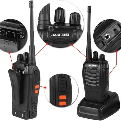 Baofeng 888S Wireless Walkie Talkie, Rechargeable Long Range Walkie Talkie with Earpieces, Professional Radio Handheld Two Way Radio with Li-Ion Battery & Charger Included