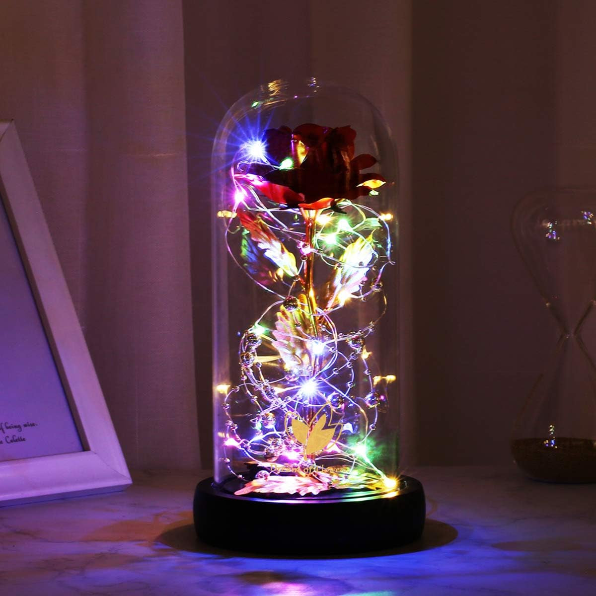 Eternal Rose in Glass Dome - Preserved Flower Gift for Mother's Day, Birthdays, and Valentine's Day for Moms and Wives