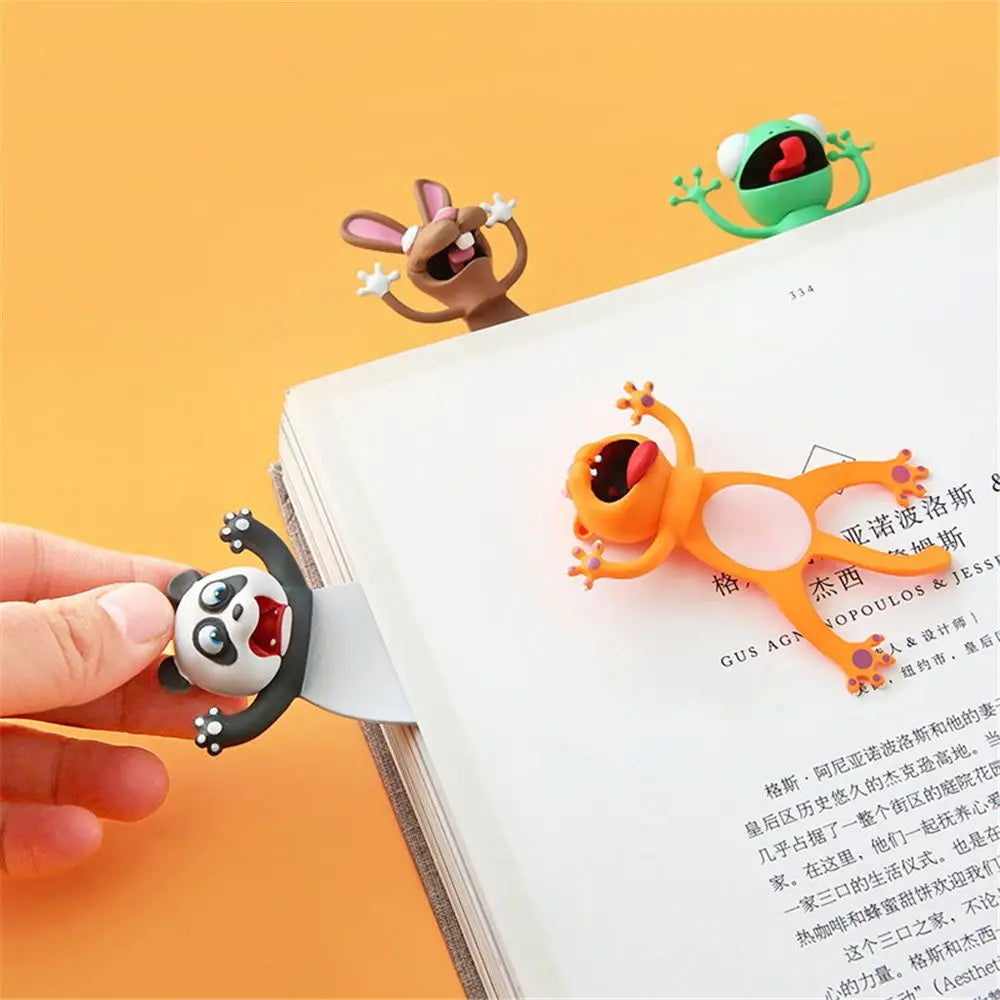 3D Stereo Cartoon Animal Bookmarks - Ocean Series Featuring Seal, Octopus, Cat, Panda, and Shiba Inu Designs